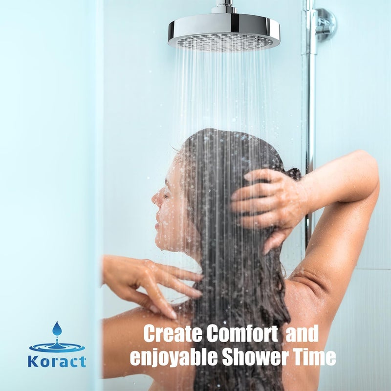 Koract Shower Head High Pressure Rain Premium Quality Luxury Design Anti-Clogging Silicone Nozzles Adjustable Replacement for Bathroom Shower Heads (6 inch Round) (Luxury Polished Chrome 6" Round) - Image 5